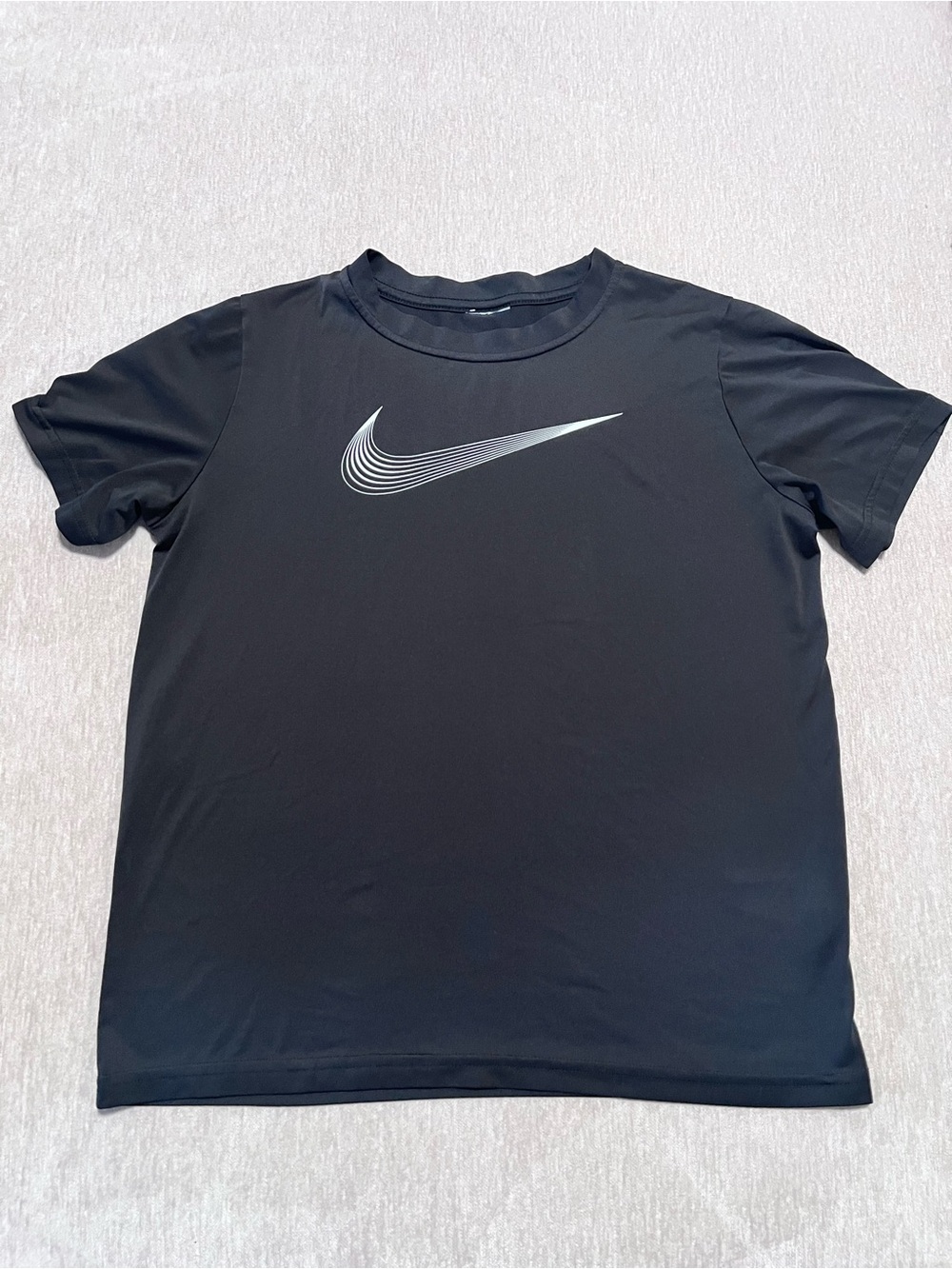 Nike Black Short Sleeve Performance Tee with Silver Swoosh